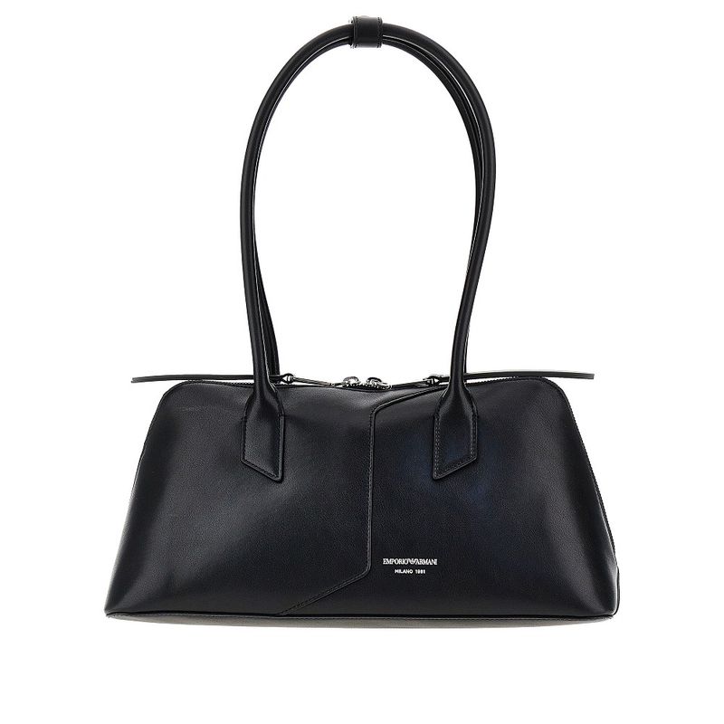 Emporio Armani Women Leather Shoulder Bag With Lettering Logo
